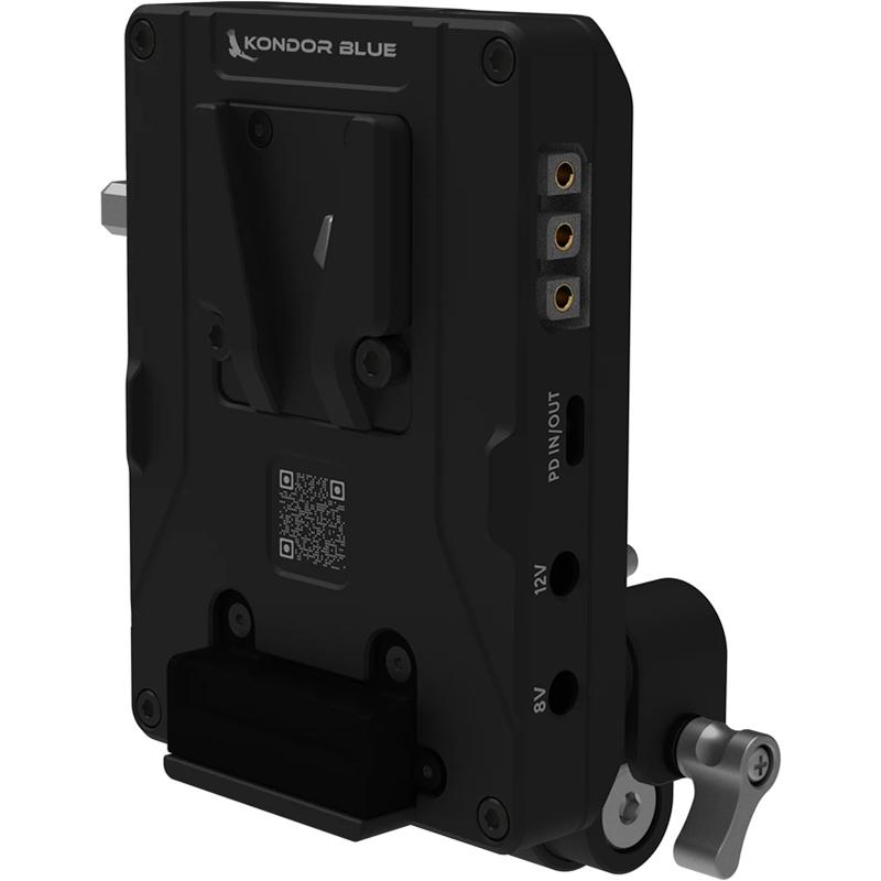 Kondor Blue V-Mount Pro Battery Plate with Swiveling Rod Block